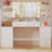 8-Drawer Large Makeup Vanity Desk With Adjustable Lights & Charging Station