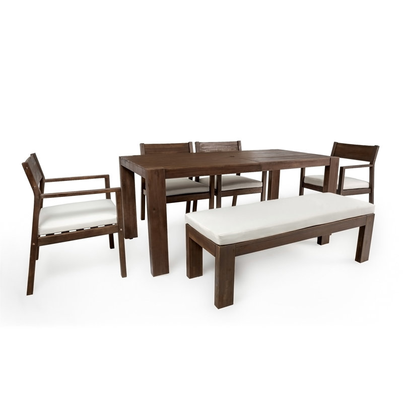 Ensemble de table de salle à manger pour 6 personnes, Moka, Beige, moka