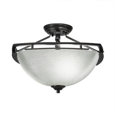 Uptowne semi-encastré avec 3 ampoules illustré avec verre mousseline blanc de 13,5 po