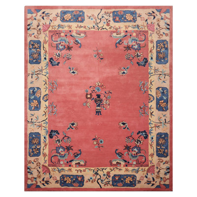 Multi Size Pink Hand Tufted Vase Chinese Art Deco Oriental Area Rug