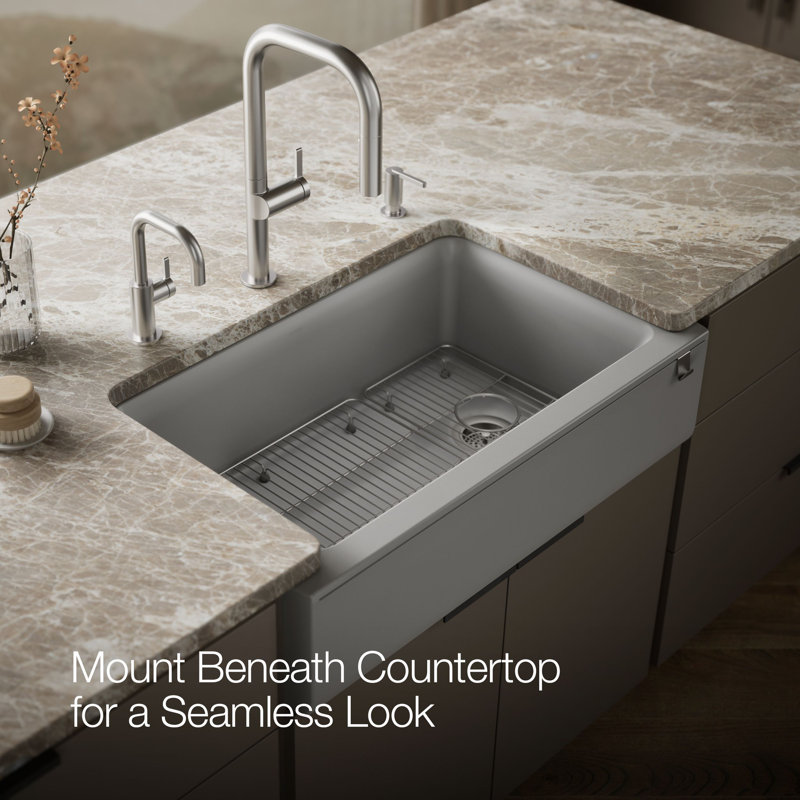 Cairn® Undermount Single-Bowl Farmhouse Kitchen Sink, Gray