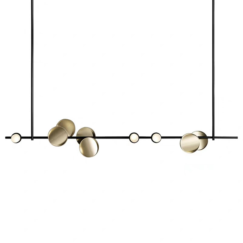 Lustre suspendu en fer Donatella, Bronze brillant, Beige, 55 po de long x 94 po de hauteur