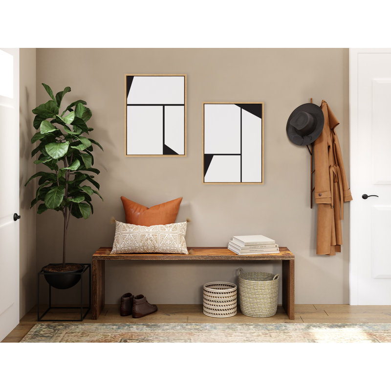«Sleek Luxe Minimalist Black and White Abstract» par The Creative Bunch Studio, ensemble d'art mural sur toile encadrée