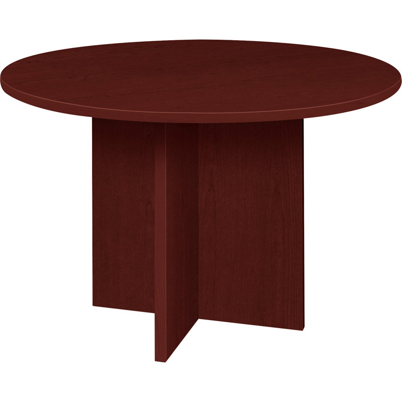 Gray Elm Round Laminate Conference Table with X-Base