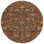 8' Brown Tan And Red Round Floral Washable Indoor Outdoor Area Rug