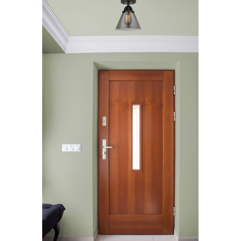 Plafonnier semi-encastré en verre à DEL, H 9,5 po x l 7,75 po x P 7,75 po, Plaqué couleur fumée, Noir mat
