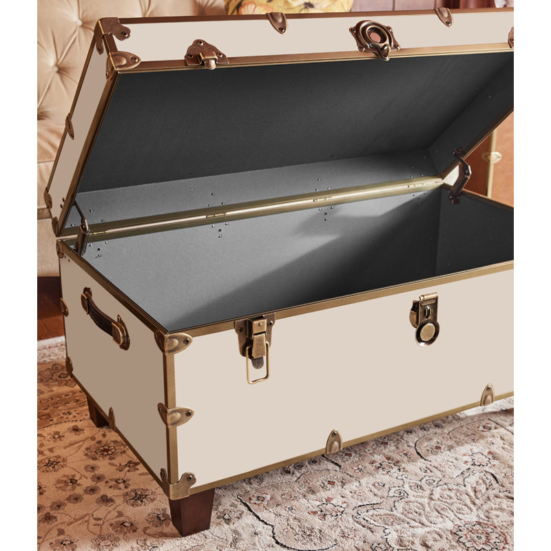 RHINO LUXURY FAUX LEATHER END OF BED TRUNK - SQUARE FEET, Alabaster