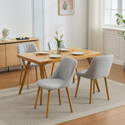 Chaises de salle à manger modernes en tissu, chaises d'appoint de cuisine rembourrées, chaises de salle à manger à dossier incurvé avec pieds en chêne