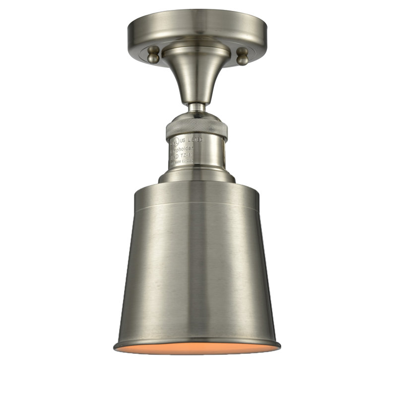 Plafonnier semi-encastré à 1 lumière 5,25 po Arline, Nickel satiné brossé, Nickel satiné brossé, Ampoule DEL 6 watts Vinage