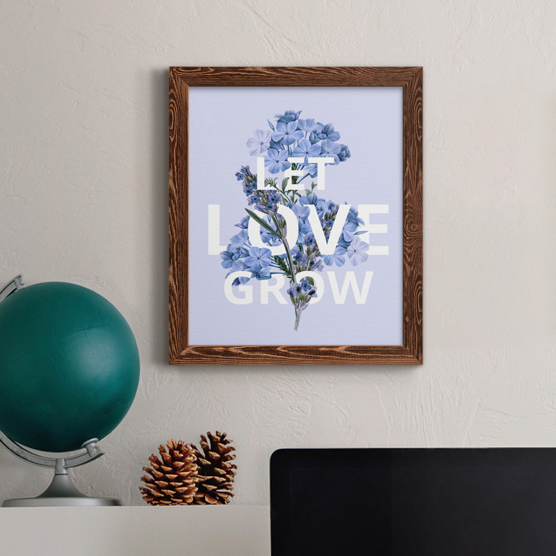 Let Love Grow - Art textuel sur toile encadré, Érable, H 44 po x l 31 po x P 1 po