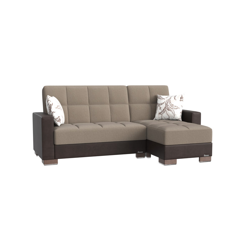 Chaise longue convertible avec rangement PrimeNest NimbusFlow, Brun