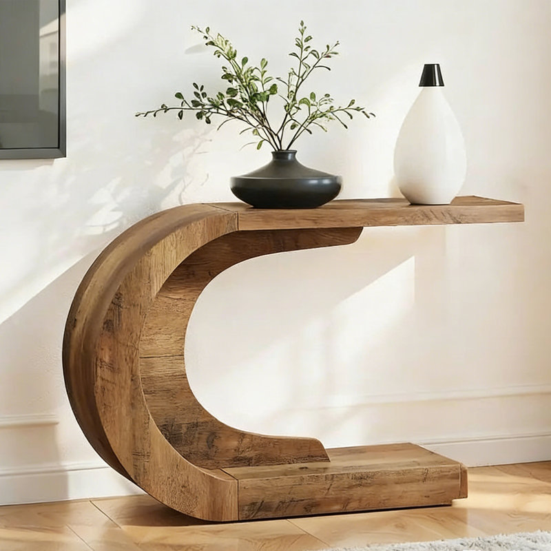 Console Modern Minimalist Art Design, H 31,5 po x l 55,12 po x P 13,78 po, Bois naturel