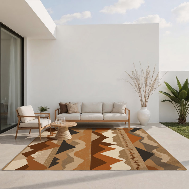 Copper Veil Indoor And Outdoor Area Rug, Rectangle 5' x 7'