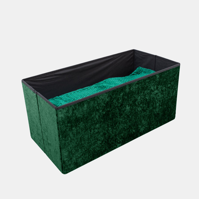 38 CRUSHED EMERALD STORAGE BOX, 38cm H x 80cm W x 7cm D