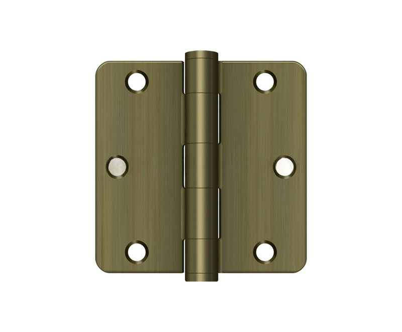Charnière Deltana S35R4HD5 3 1/2 po x 3 1/2 po x 1/4 po Deltana, paire de laiton HD, Laiton antique