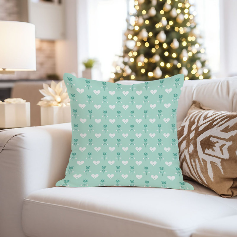 Abstract Mint Pattern XV Heart Patterns Modern, 20"H x 20"W