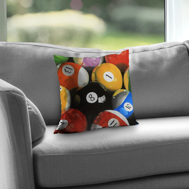 Pool Balls Closeup - Hyperrealist – Throw Pillow Cover Only, Double-Sided Print, Insert Not Included