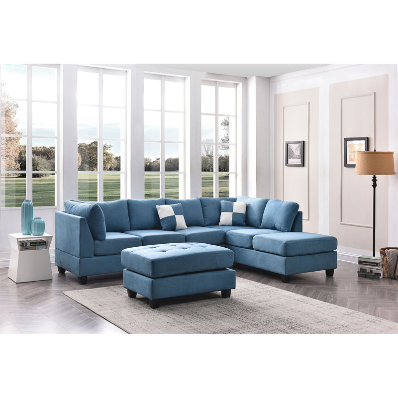 Canapé modulaire Senone Furniture Malone G633B-SC, Orienté à droite, Microfibre bleu turquoise
