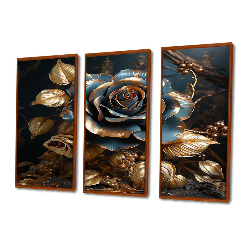 Kester - ensemble d'art mural rose, Cadre flottant brun, H 32 po x l 48 po x P 1 po