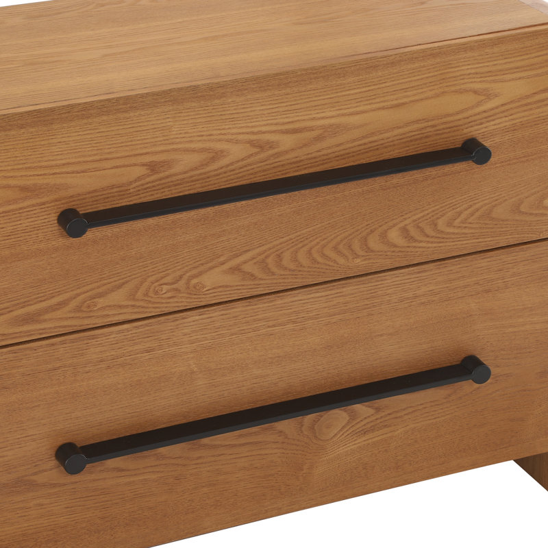 Riviera Modern Ash Veneer 4-Drawer Dresser With Rounded Corners And Metal Handles, Natural