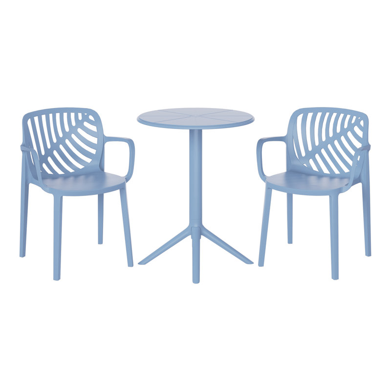 2-Person Outdoor Round Dining Set, Blue
