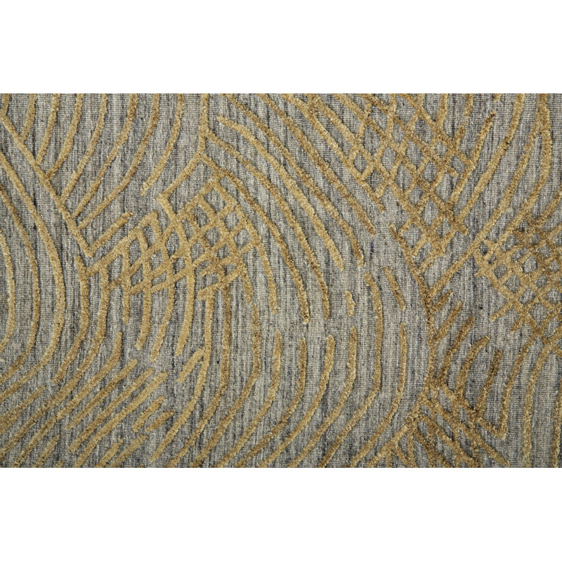 Taunton Transitional Abstract, Gold/Gray Area Rug, Rectangle 8' x 10'