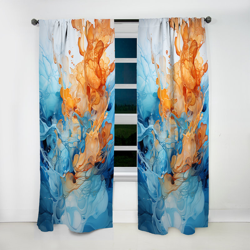 Rideau Balani Aqua Dream Rush Flow I - Rideau moderne - Velours obscurcissant - 1 panneau, L 52 po x L 95 po