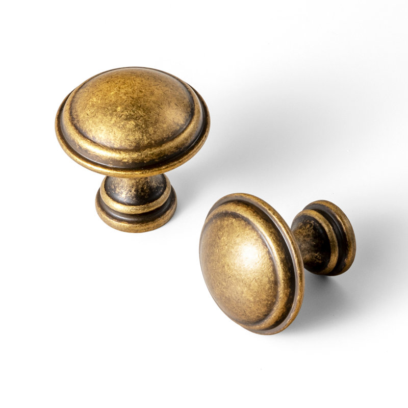 1.25" Diameter Mushroom Knob Multipack, Antique Brass