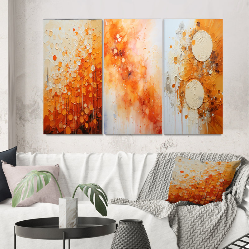 «Tangerine Tango», 3 pièces, Toile tendue, H 20 po x l 36 po