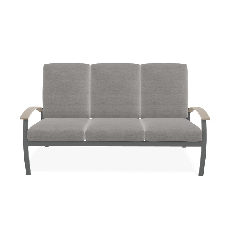 Askar 71.5'' Wide Powder Coated Aluminum Patio Sofa with Cushions, Textured Graphite, Canvas Granite Sunbrella® Canvas