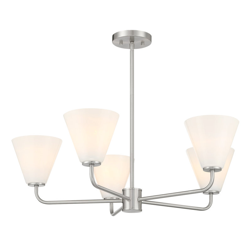 Lustre Hashimoto , 5 lumières, H 9,25 po x l 30 po x P 30 po, Nickel satiné