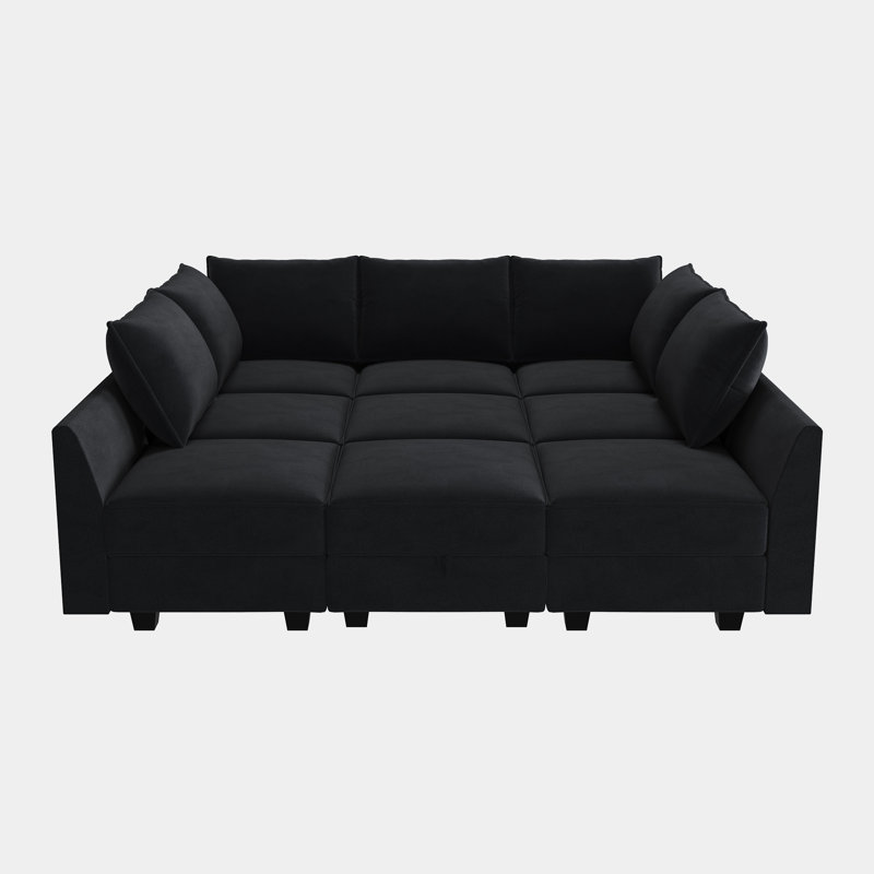 Canapé modulaire en velours Kandle, Noir