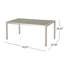 Table de salle à manger en aluminium Coral avec plateau en faux bois, finition grise, gris