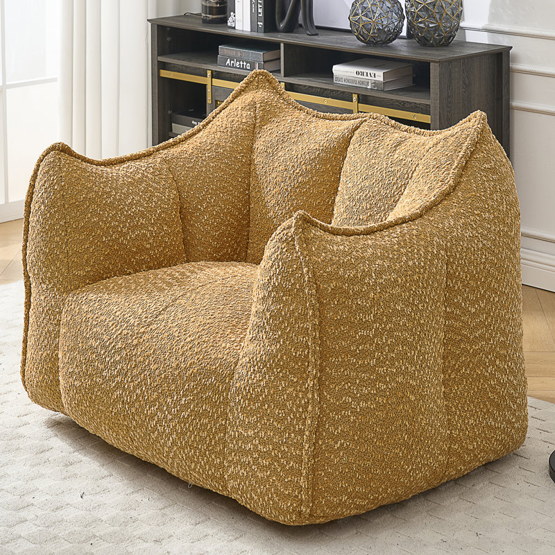 Fauteuil à billes Thaloria, H 30,7 po x l 47,2 po x P 36,2 po, Chenille jaune