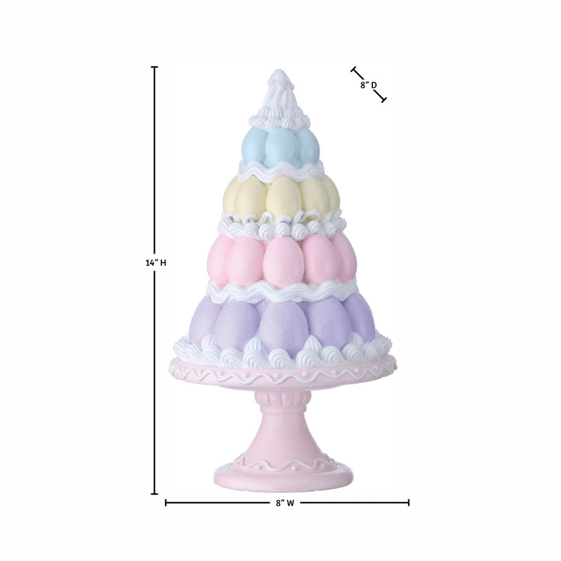 14" Resin Easter Egg Tree On Pedestal