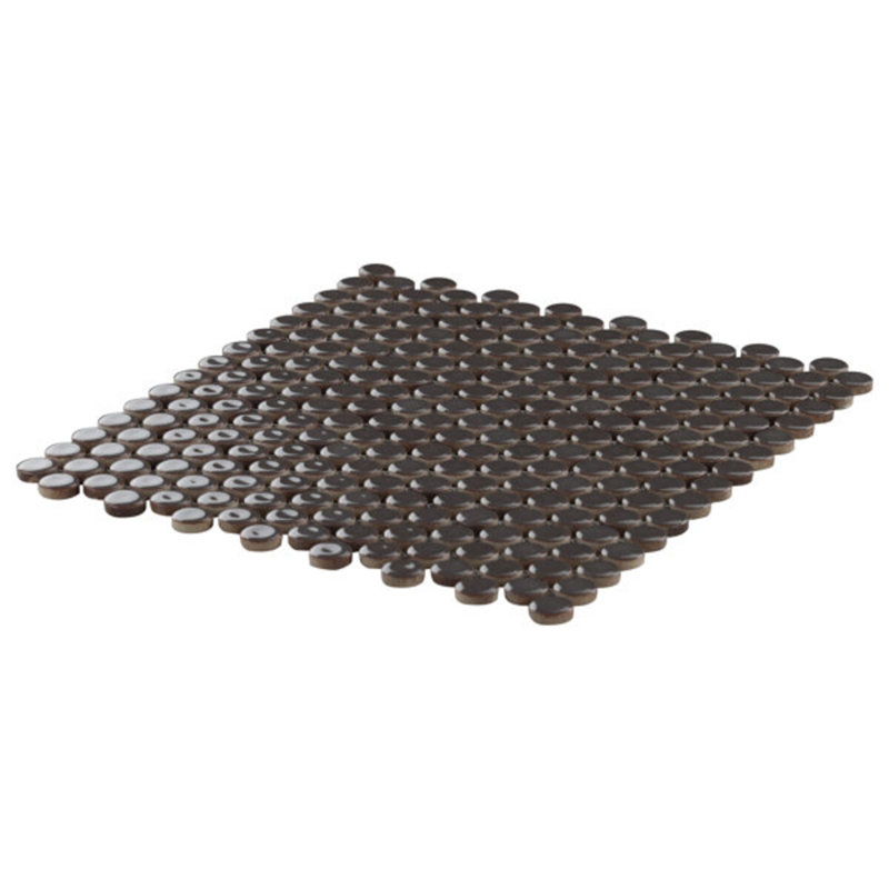 Eden 1" Rimmed Penny Round Matte Porcelain Mosaic Tile, Charcoal