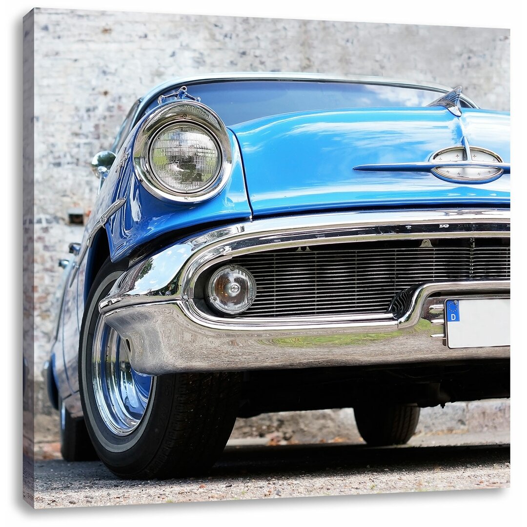 Leinwandbild Blauer Oldtimer in Los Angeles