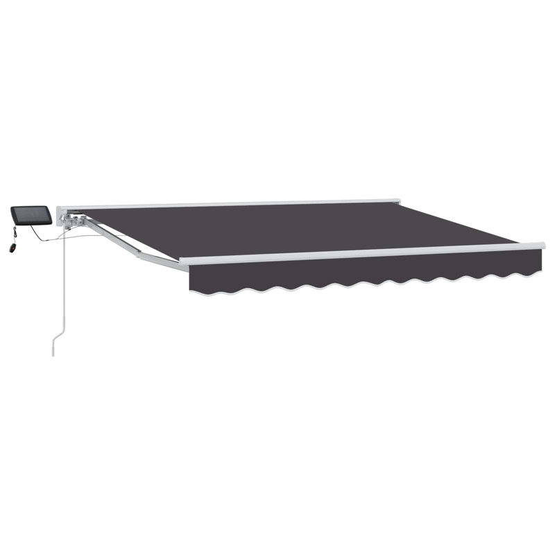 VidaXL Polyester Cover Retractable Patio Awning, Anthracite/White, 300cm W x 200cm D