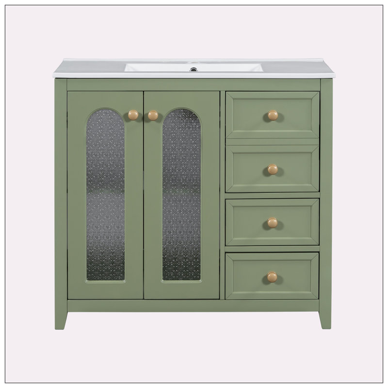 Meuble-lavabo 36 po avec deux portes à fermeture douce, Vert