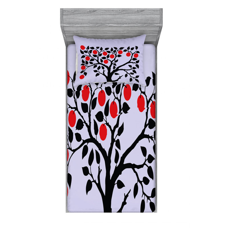 Microfiber Floral Sheet Set, Twin Sheet Set with Fitted Sheet