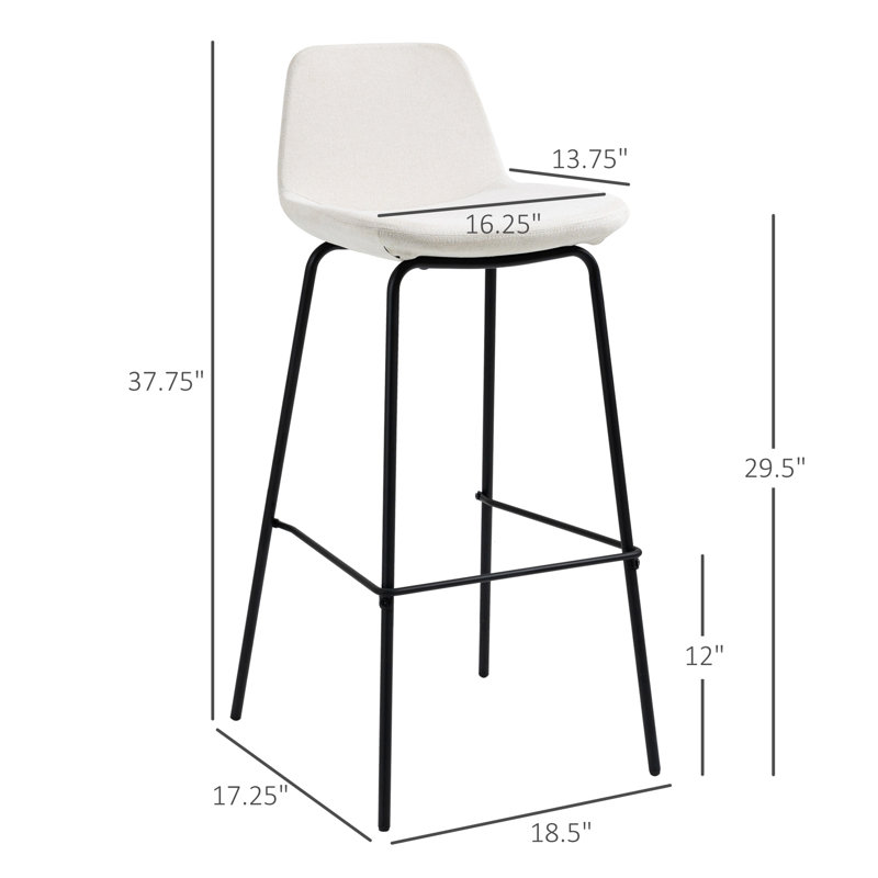 Everleaner Upholstered Counter Stool with Metal Frame, White