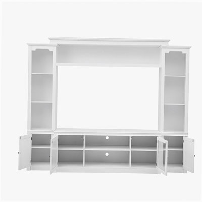 Meuble audio-vidéo moderne pour téléviseur de 65 po ou moins avec console de lecture et portes en verre trempé jusqu'à 65 po