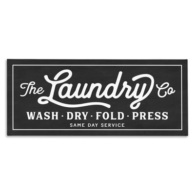 Vintage Laundry Sign Cursive Typography Oversized Stretched Canvas Wall Art by Lettered and Lined