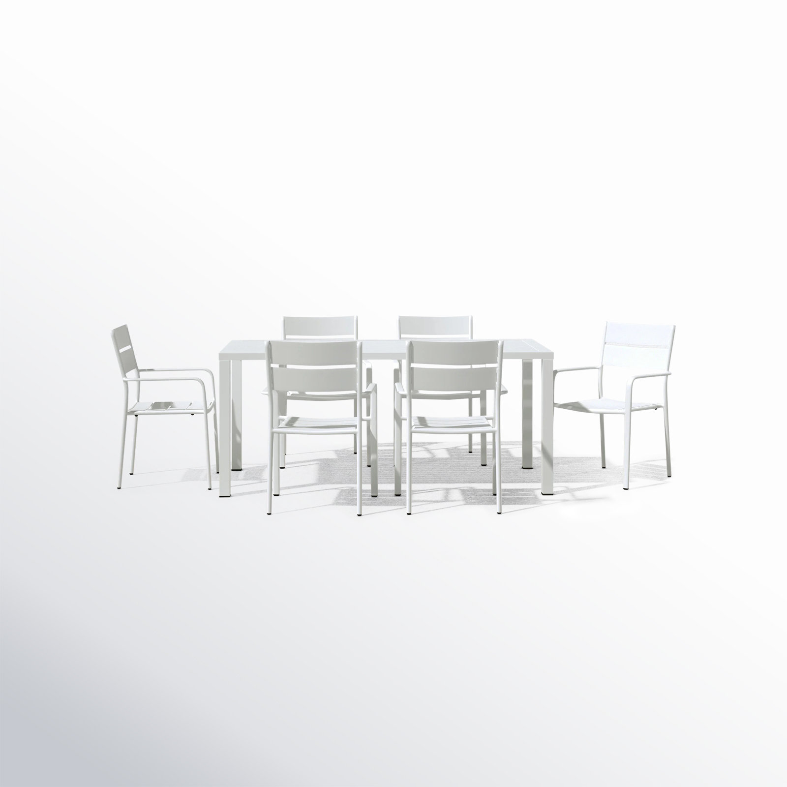 Ottie 71'' Rectangular 6-Person Outdoor Dining Set, White