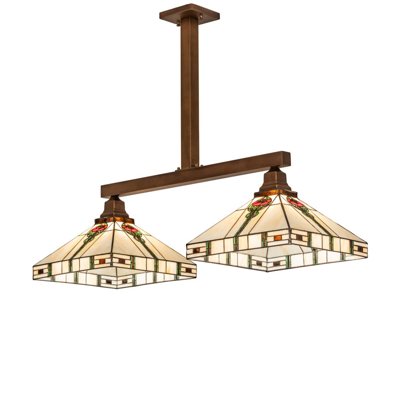 38.5" Long Parker Poppy 2 Light Island Pendant, Light Brown