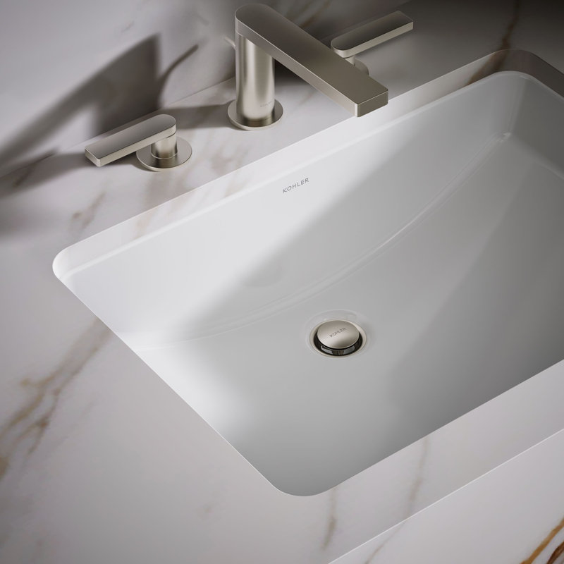 Ladena Vitreous China Rectangular Undermount Bathroom Sink with Overflow, Blanc