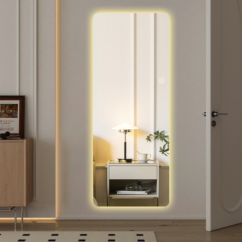 Wall Mounted Frameless Round Corner Dressing Mirror with Lights