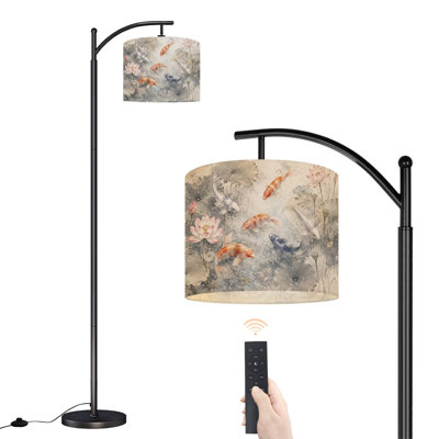  Lampe sur pied Arc Koi Fish Lotus Watercolor Pond Pads Lily
