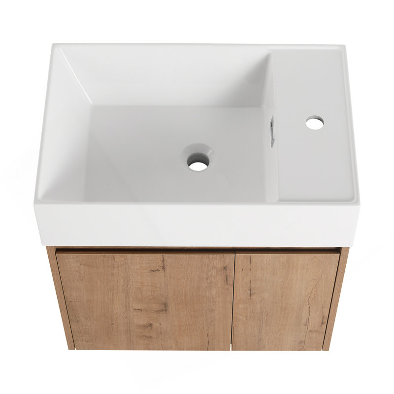 Armoire de salle de bain 24 po avec lavabo, portes à fermeture douce, fixation flottante, pour petite salle de bain