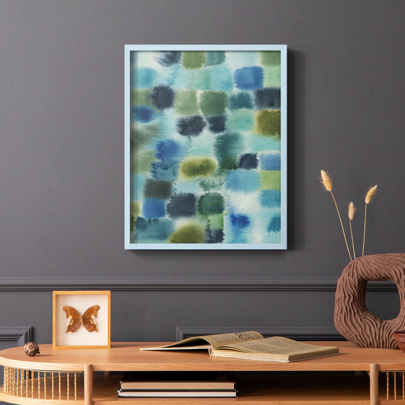 Earthy Plexus II, reproduction encadrée - bois massif, Bleu, H 10 po x l 8 po